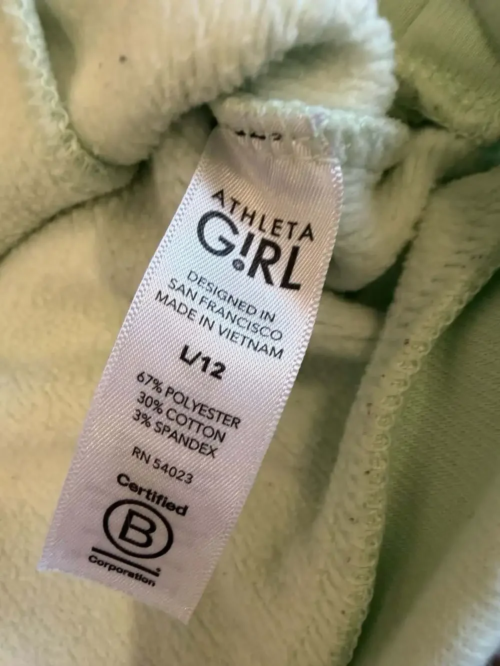 Athleta Girl 1/2 Zip Pullover Size L/12 Mint Green Fleece